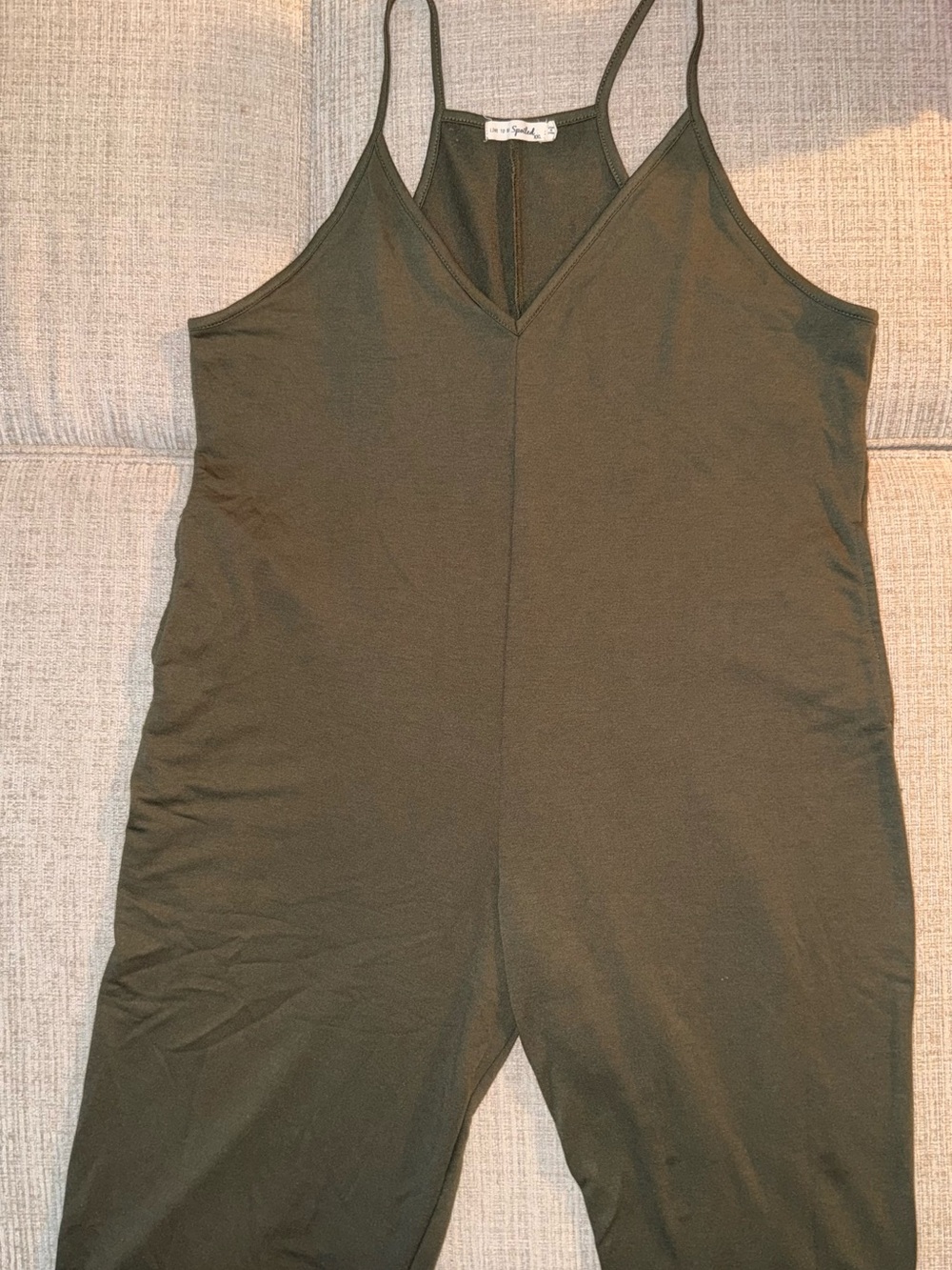 V-Neck Sleeveless Jumpsuit in Olive Green